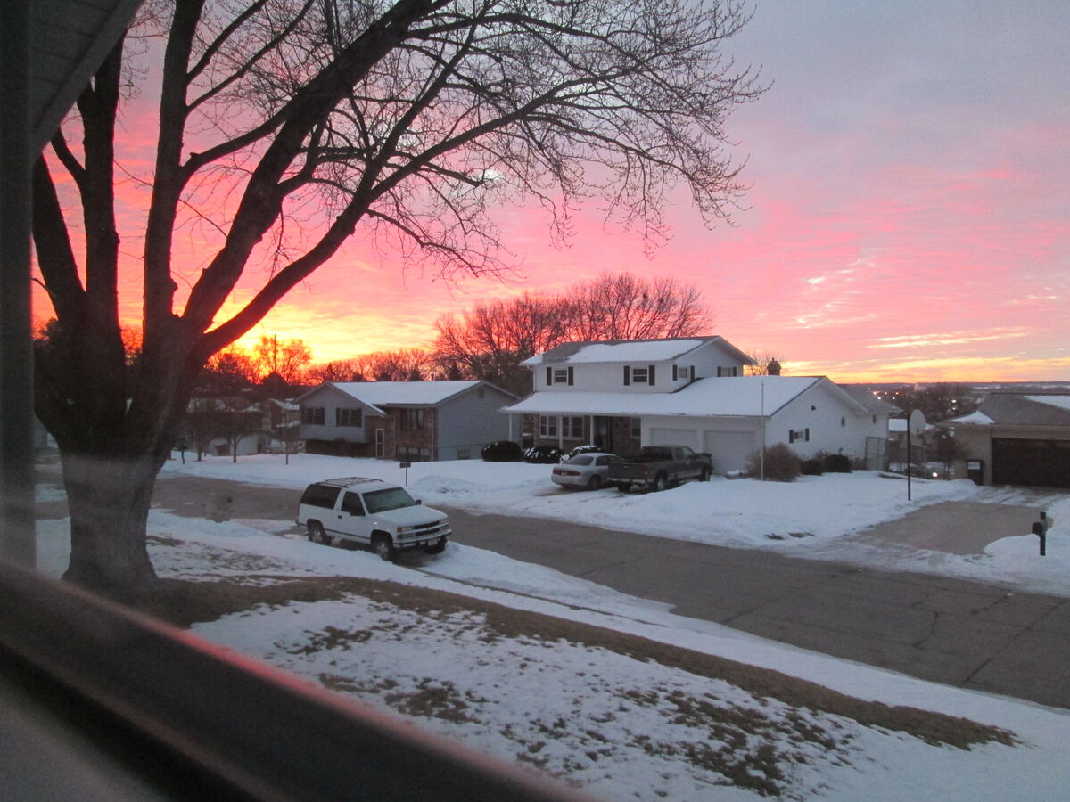 Sunrise out my front window in the cold of last wi...