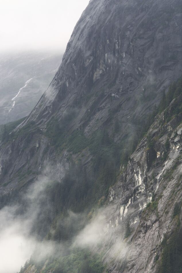 Steep cliffs along the fjord...
