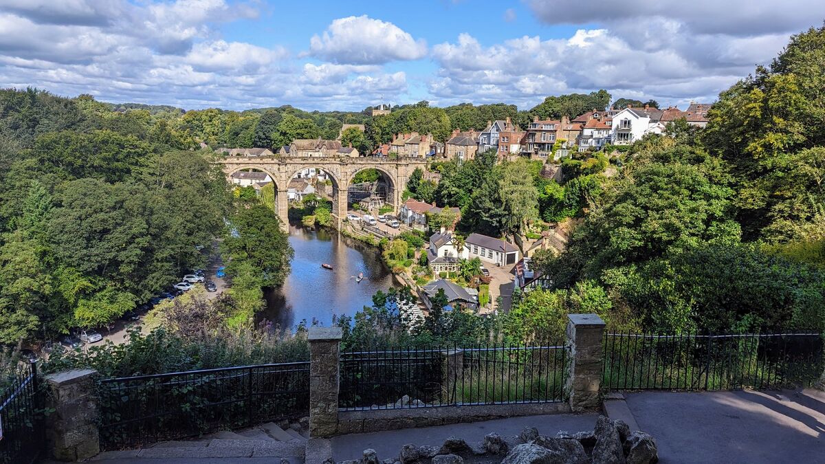 View of river and Railway bridge from the Castle g...
