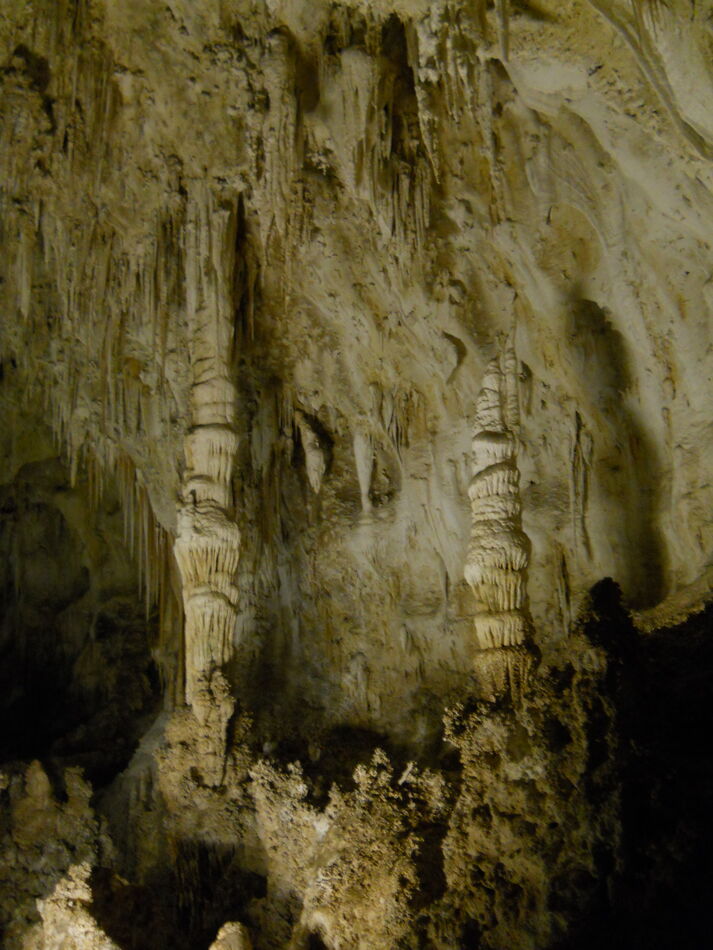 Stalagtites and stalagmites in Carlsbad...