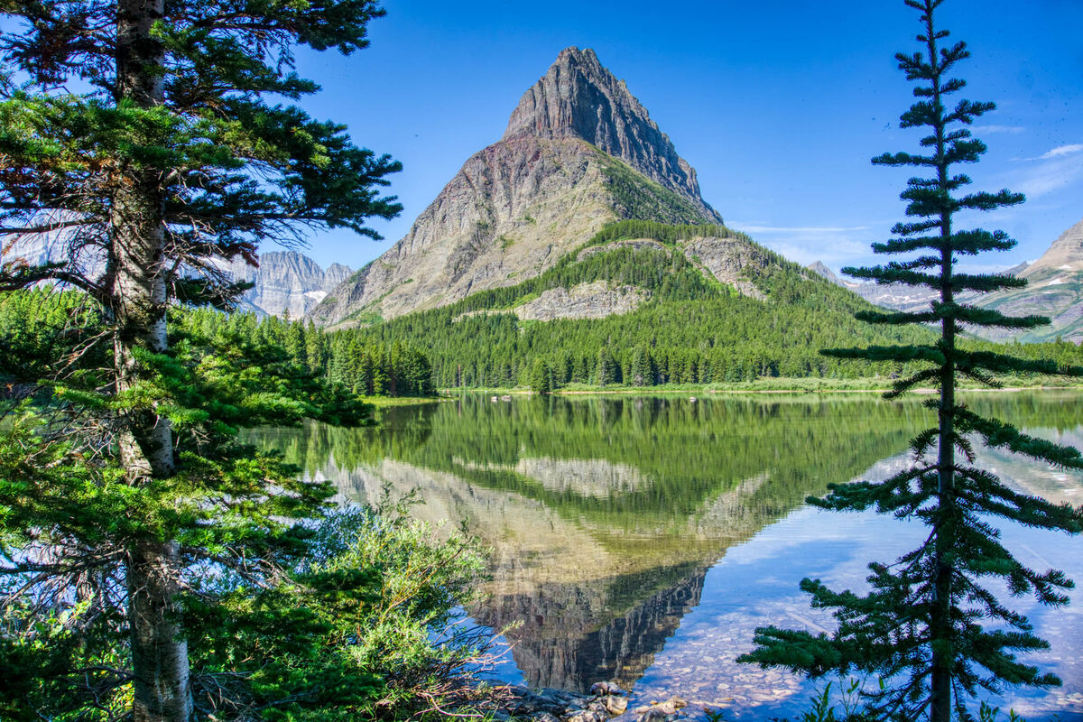 Mt Grinnell viewed from across Swiftcurrent Lake...
