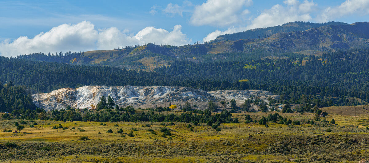 Coming up on Mammoth Hot Springs from Lamar Valley...