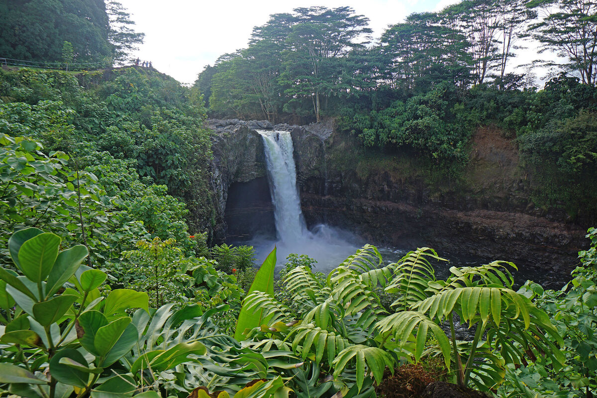 Rainbow Falls near Hilo, the Big Island, Hawaii - ...