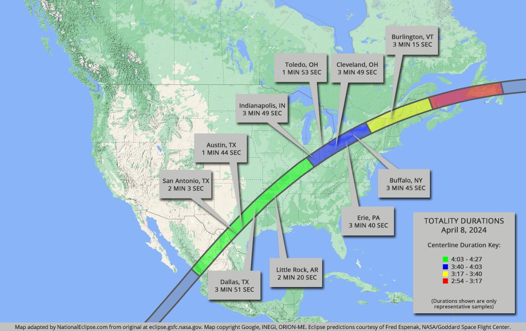 Path of the eclipse for April 8th 2024....