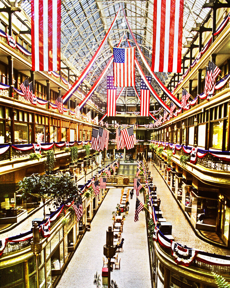 The Arcade decked out for the Bicentennial...