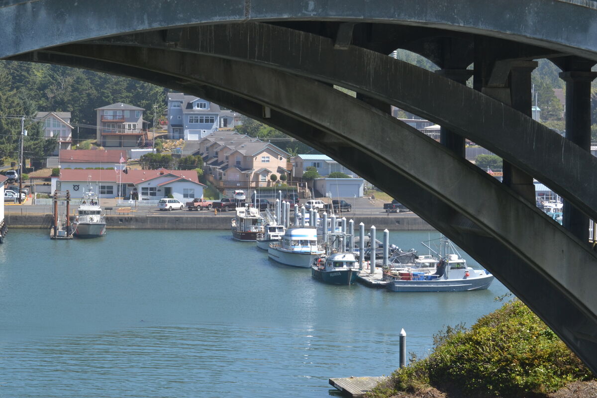 Bridge looking into Marina at Depoe Bay, OR - I to...