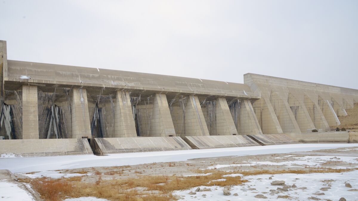 Lake Pueblo dam - with icicles...