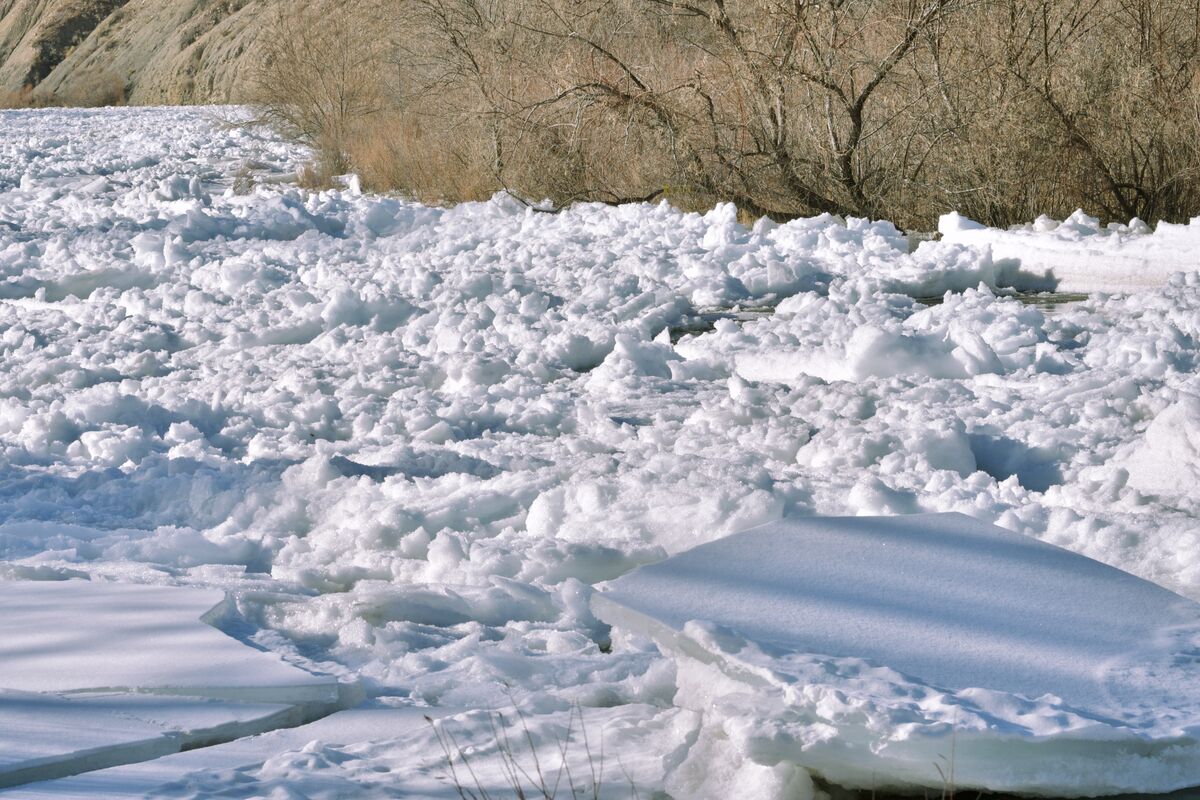 Arkansas River now filled with frazil ice...