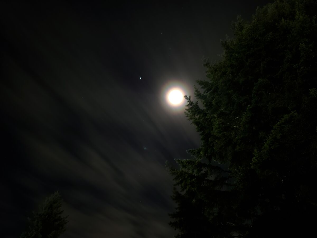 The Moon and 30 second exposure of stars and cloud...