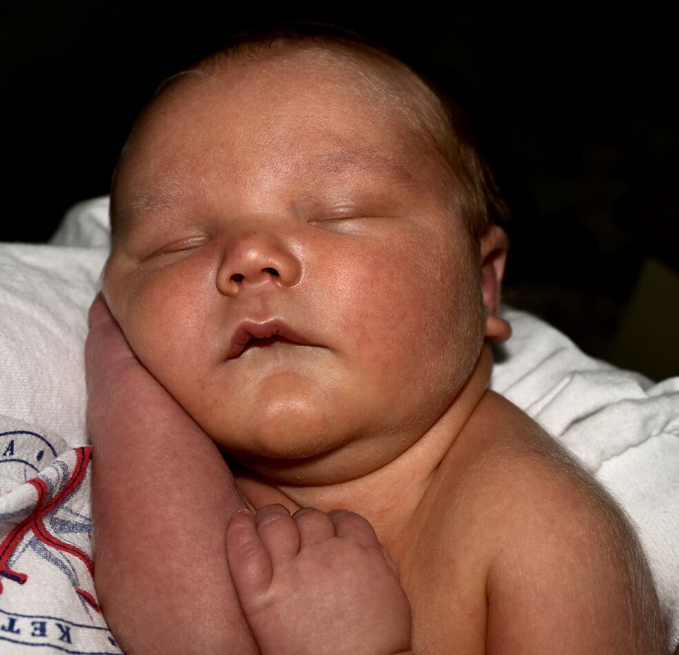 Sweet Repose The doting Grandpa captured a memory today as the