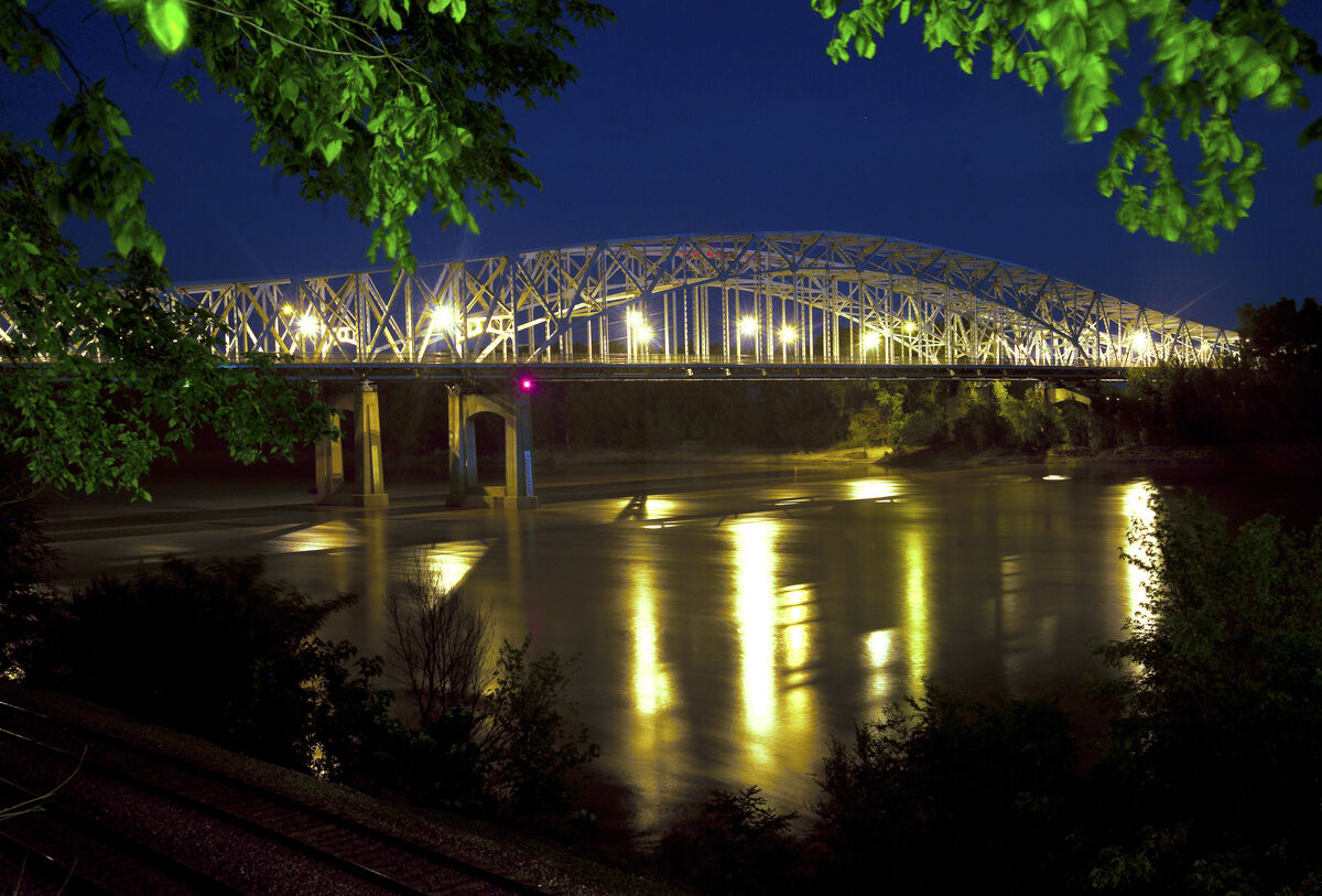 Missouri River Bridge at Jefferson City, MO....