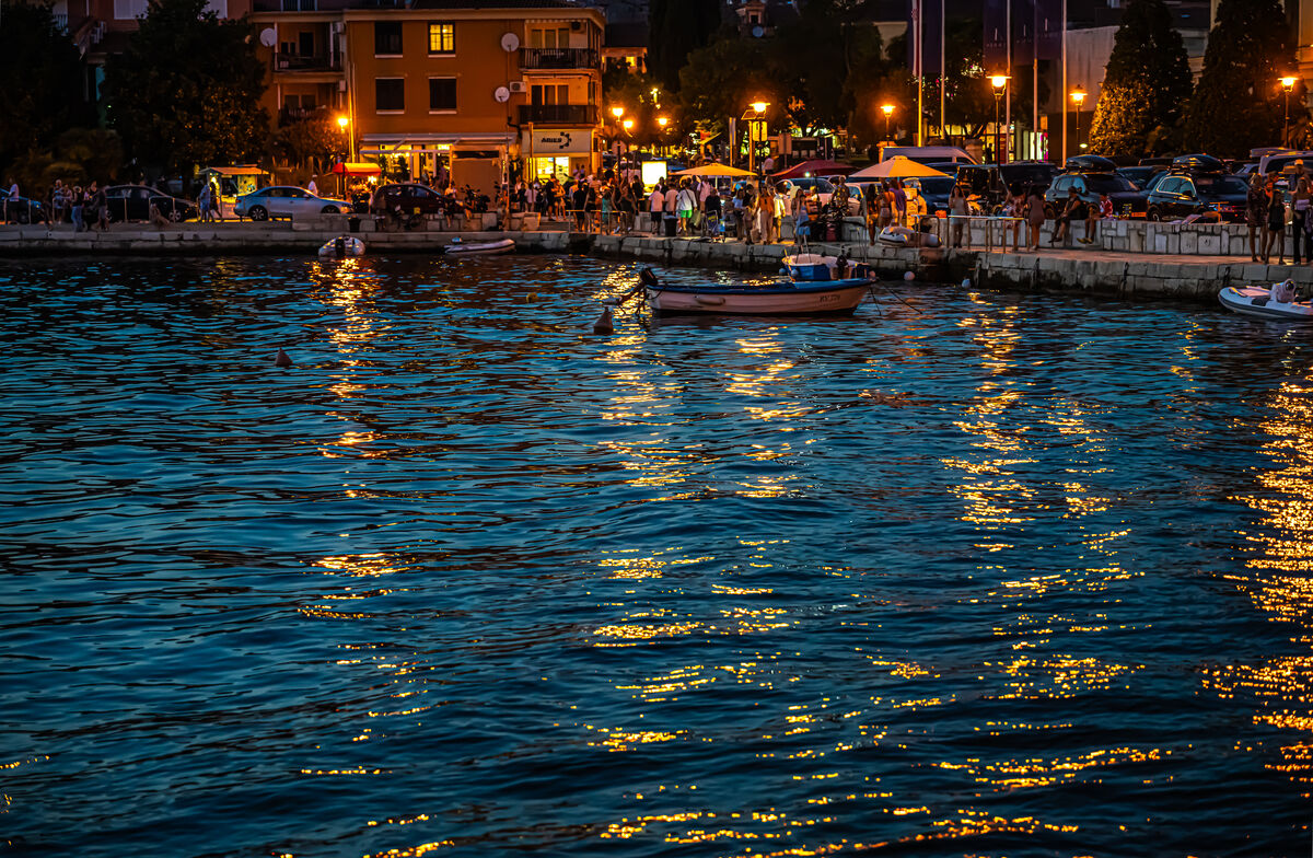 4 - Istria/Rovinj - Night time revelers on Trg Mar...