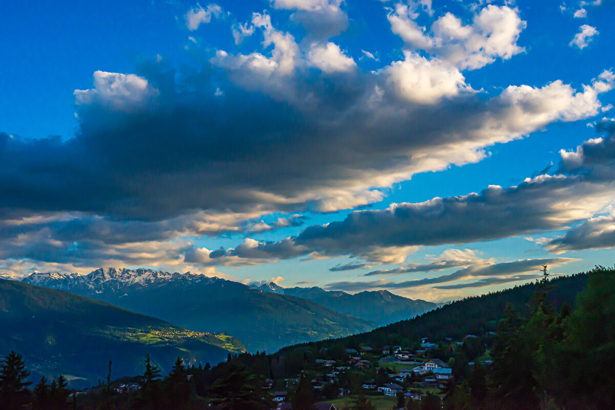 8 - Crans-Montana - Evening view from our holiday ...