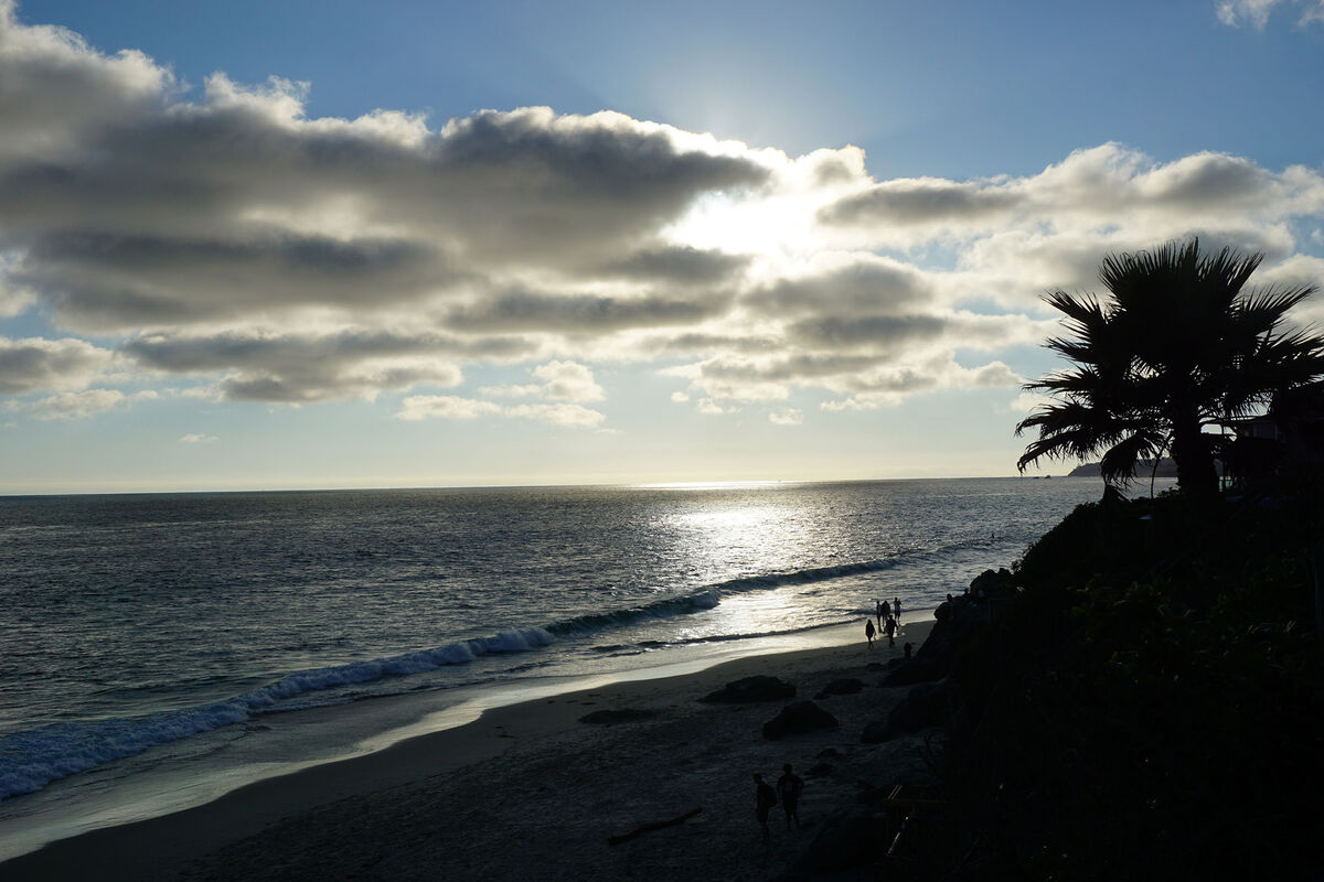Sunset over the Pacific Ocean near Newport Beach, ...