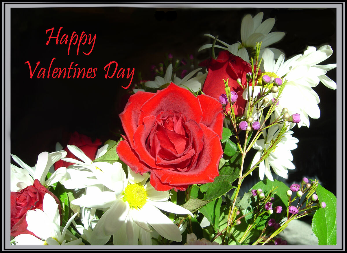A Valentine's bouquet made into a Valentine's card...