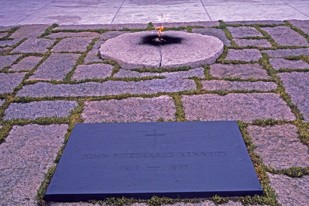 The grave of John F Kennedy, at Arlington National...