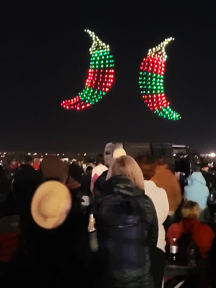 Flying Chili Peppers at the Albuquerque balloon fe...