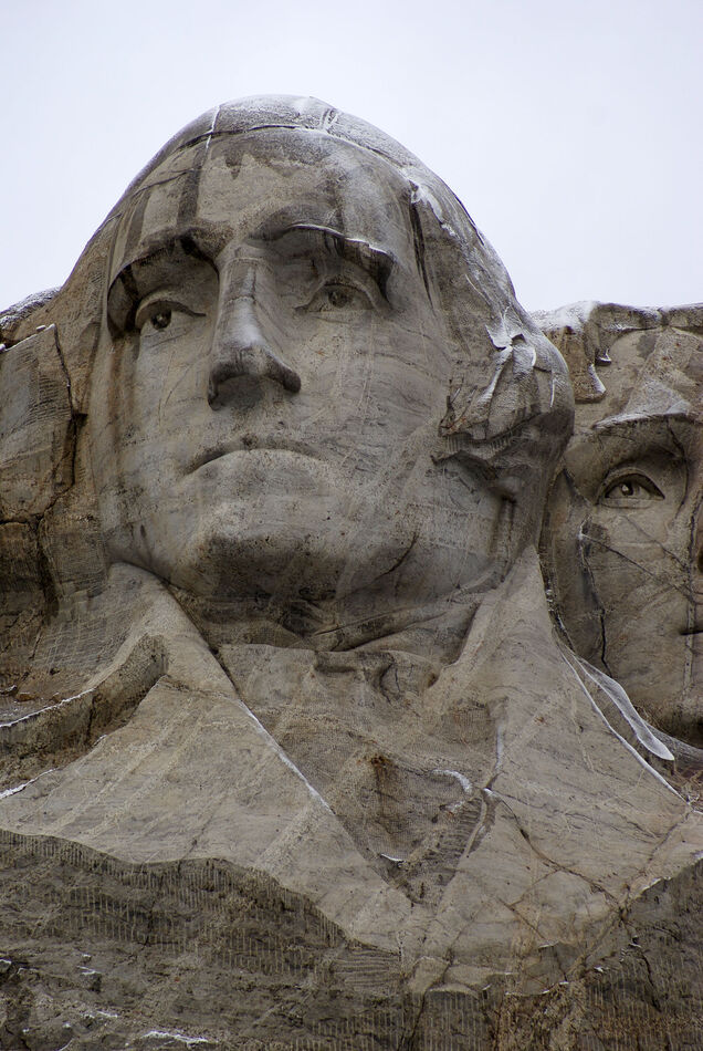 A 'powdered wig' on George Washington, at Mount Ru...