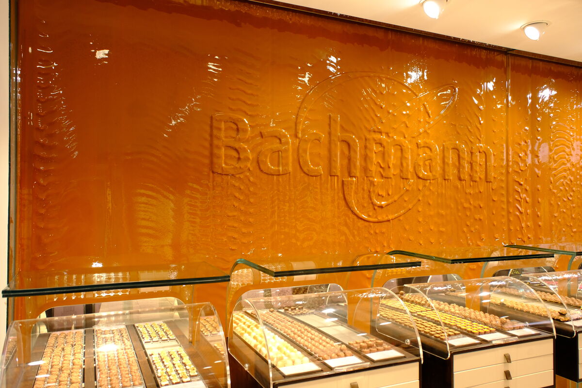 Chocolate flowing down the wall at the Bachmann fa...