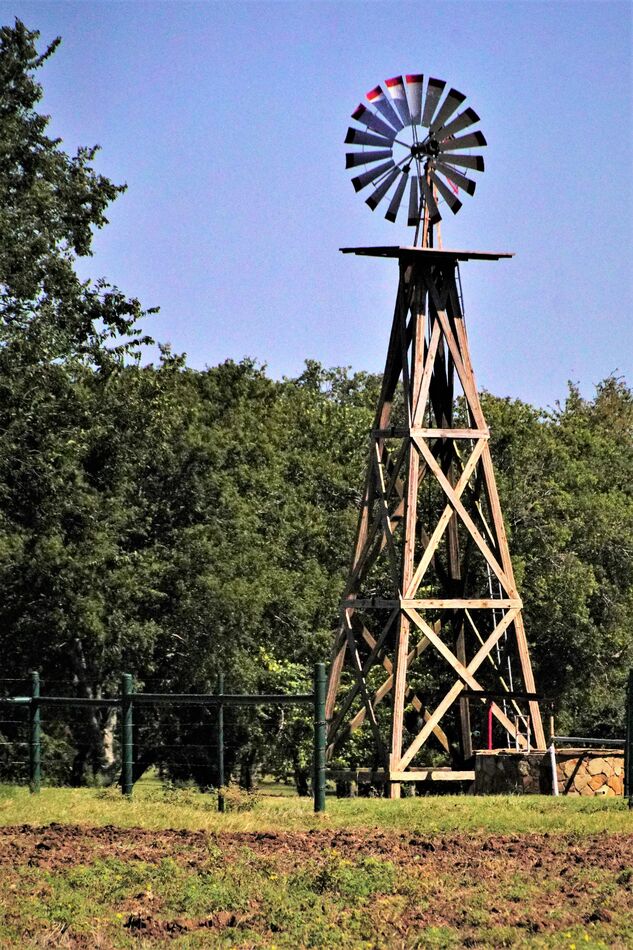 A wooden windmill, something you don't see very of...