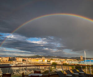 A rainbow over Livorno at dinner...