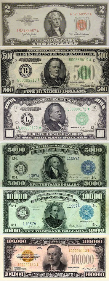 These 6 U.S. currency are no longer printed....