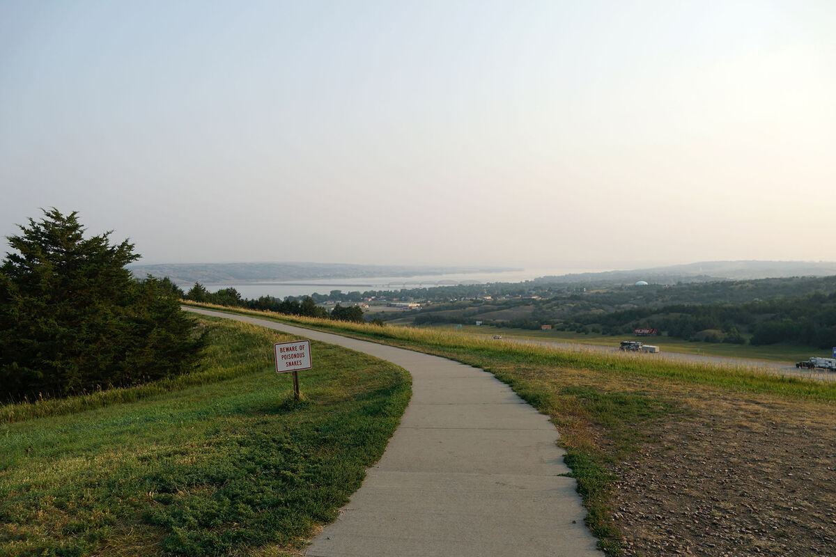 A walking path at the Missouri River overlook near...