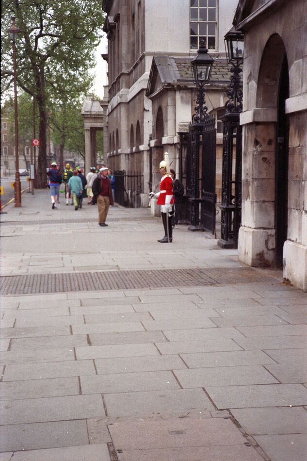 The sidewalk in front of the Horse Guard in London...