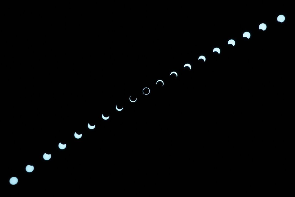 Sequence of shots of the October 2023 annular ecli...