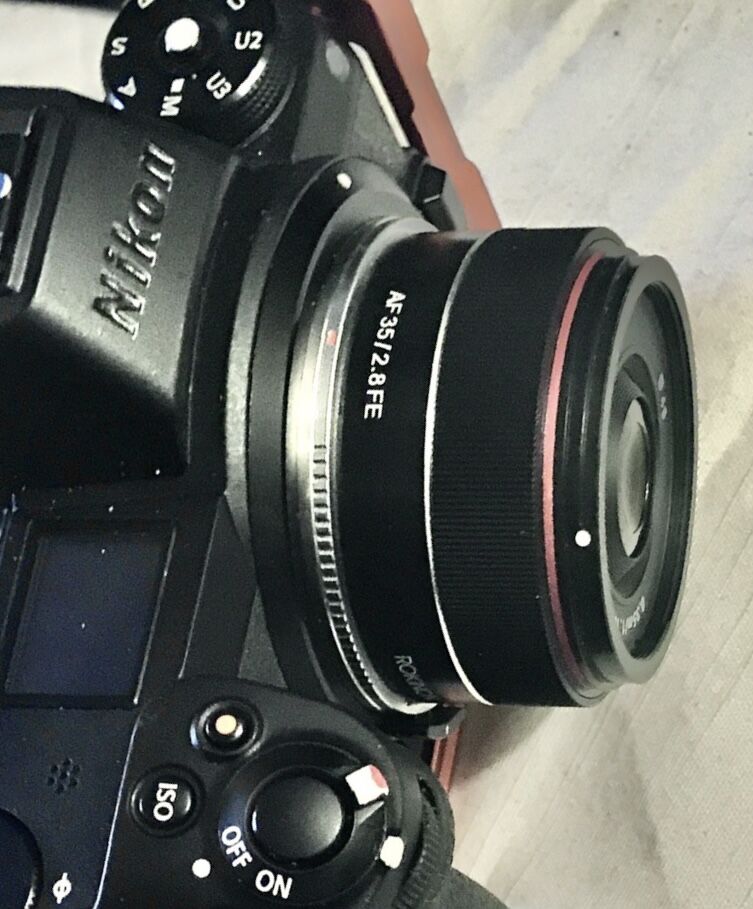 FE lens on Z body with Megadap adapter...