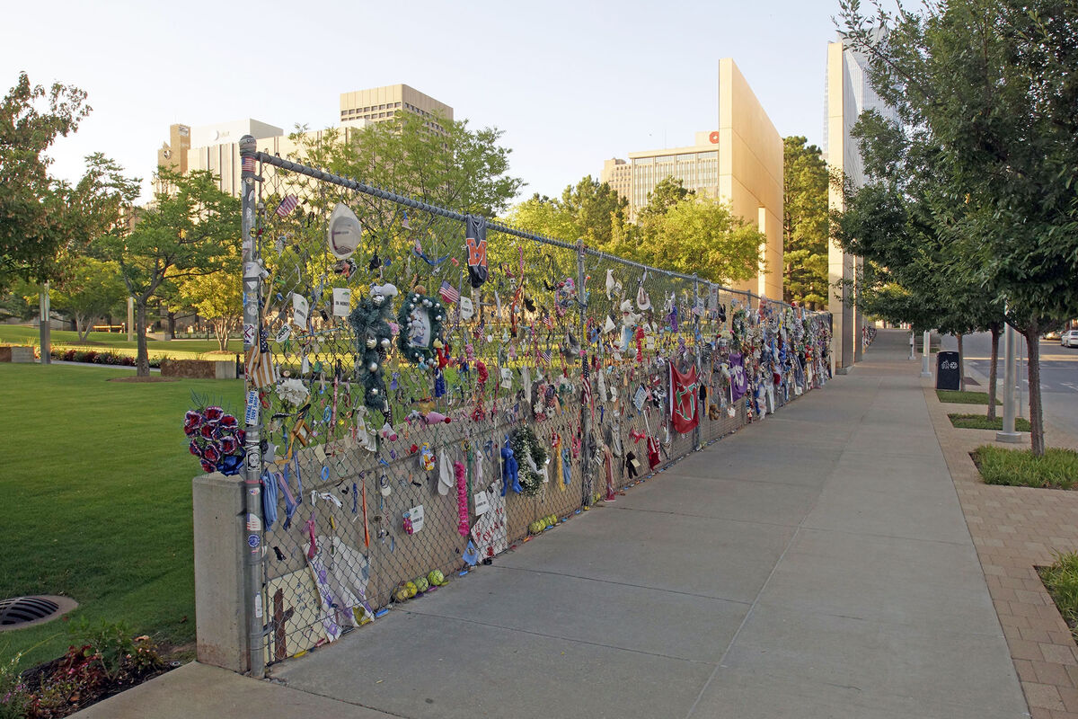A fence, adjacent to the site of the Oklahoma City...