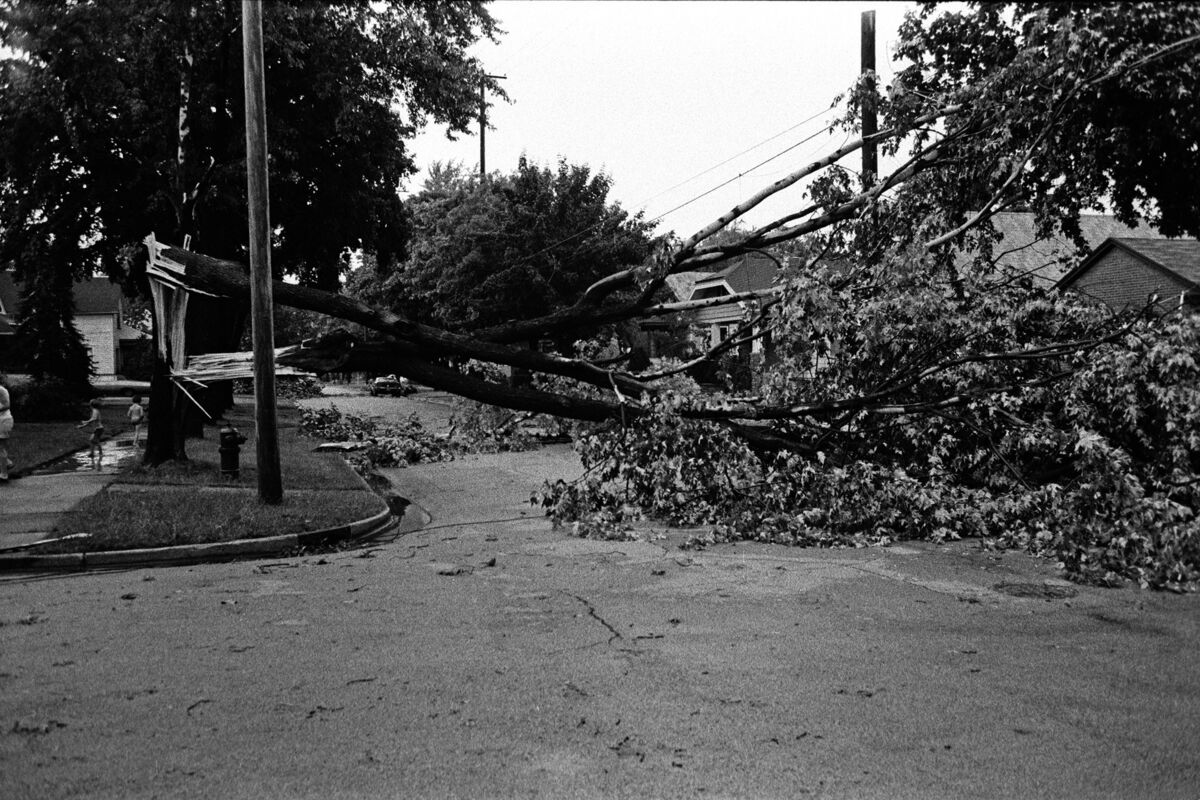 Storm damage in Saginaw, Michigan - September 1974...