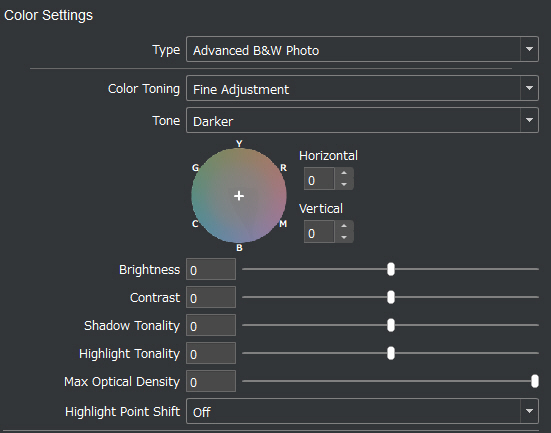 Color Setting dialog for the P900, the image can a...