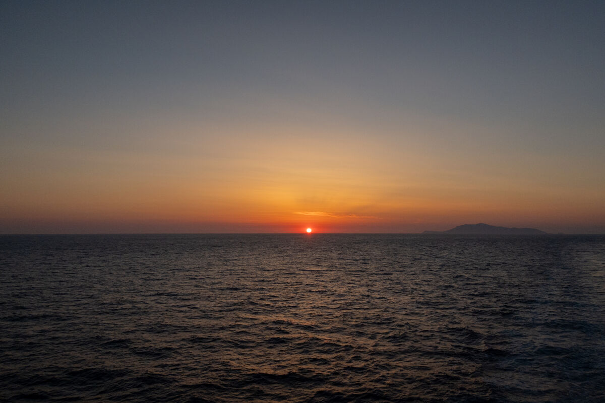 Sunset as we sail south to Sicily...