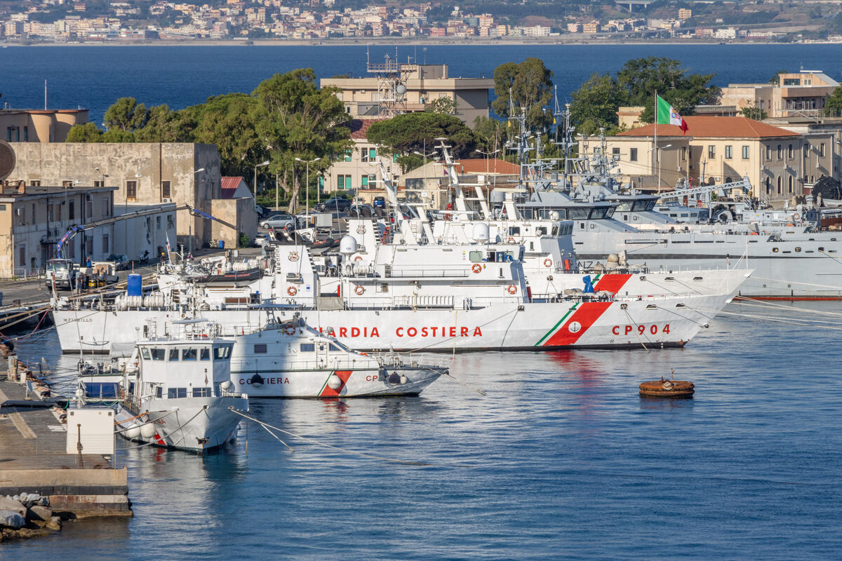 Some Italian Navy and Coast Guard ships as we depa...