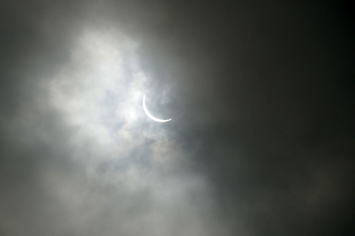 The solar eclipse as seen from Katy, Texas - April...