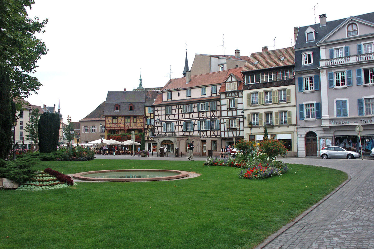 Alsace - with a view of the City Center of Colmar,...