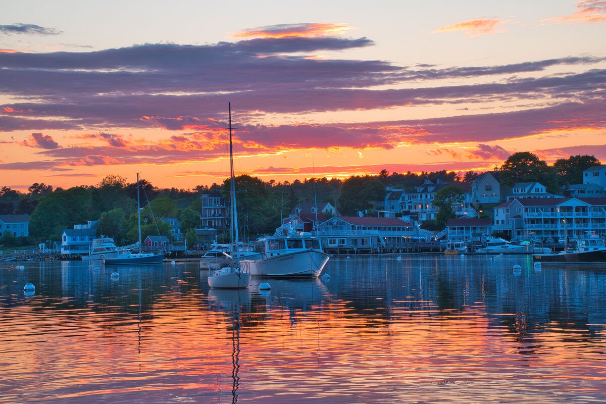 Nightfall in Boothbay Harbor, Maine: Taken from our hotel balcony ...