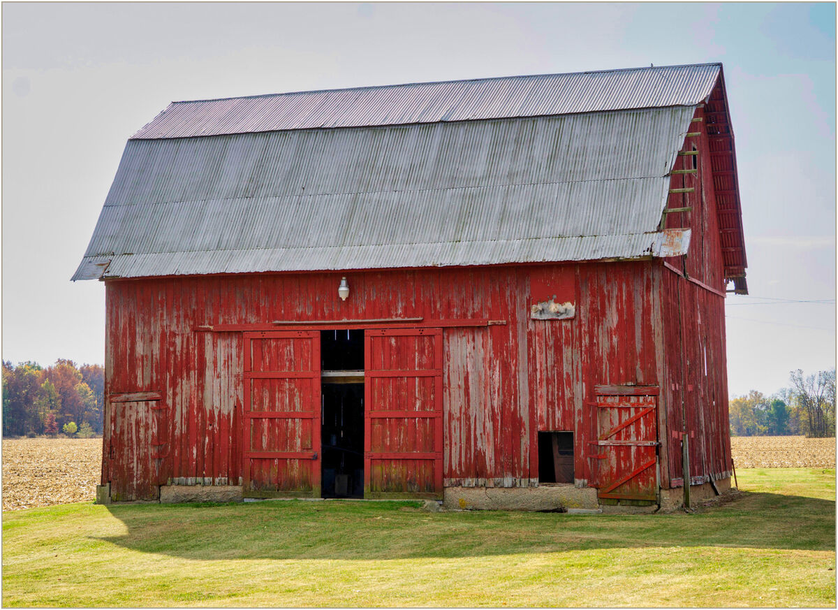Ol' Barn Indiana Hanging in There: Another old red barn--Delaware County, Indiana...
