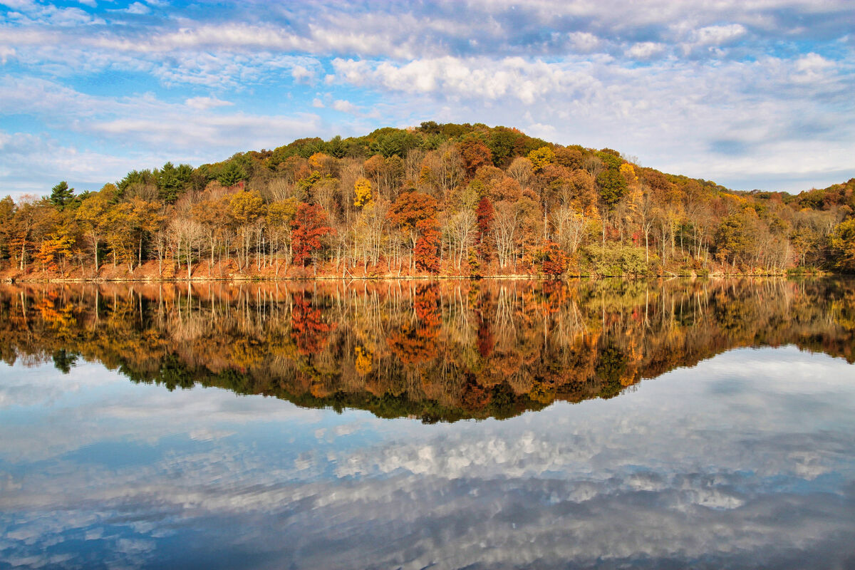Spring Racoon Lake An Autumn Reflection: Here is a photo I took of an Autumn reflection at ...