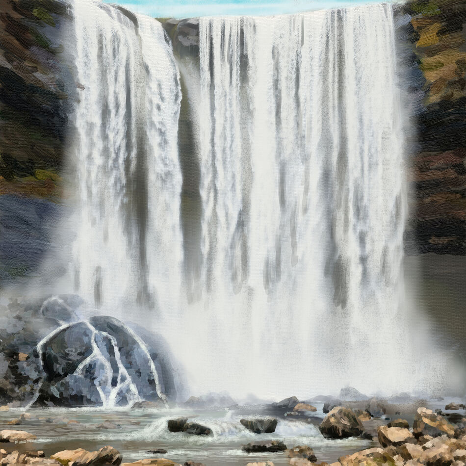 Digital Painting - Waterfall: I painted this waterfall landscape with ...